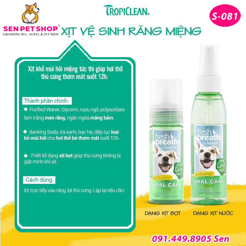 XỊT THƠM MIỆNG CHO CHÓ TROPICLEAN